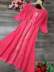 Kurtis Dames Coton Reyon Femmes Anarkali Dernier Design De Mode Prêt À Porter Bas Prix avec Dupatta Jackate Robe Indienne En Gros Apparelgarment - Product Image 3