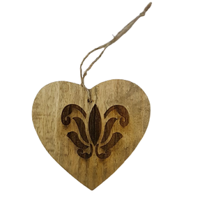 WOOD INDOOR OUTDOOR HEART SHAPE HANGING ORNAMENT HIGH QUALITY WOODEN CHRISTMAS <b>TREE</b> DECORATION - Product Image 1