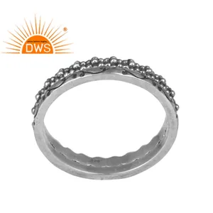 Eternity Band Ring Wholesaler of Plain Silver Jewelry Antique Crown Design Solid 925 Silver Jewelry