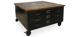 Petit buffet compact au design de ferme classique Armoire de rangement à plusieurs tiroirs avec dessus en bois - Product Image 3