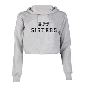 Großhandel Streetwear Sweatshirts Frauen Langarm Crop Top Gym Wear Hoodie Custom ized Bestickte Pullover kurz geschnittenen Hoodie