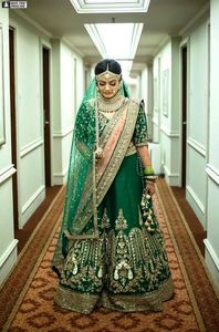 ---ELEGANT-Bridal---BEAUTIFUL LEHENGA- with <b>TOP</b>---Dress with Embellished in crystal glass beads stone work for Wedding=2021 - Product Image 2