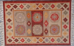 Alfombra Kilim Vintage de Alta Calidad, Exclusiva y de Lujo para Sala de Estar u Hotel, Alfombra de Área con Aspecto Vintage, 80% Lana, 20% Algodón, Reversible - Product Image 2