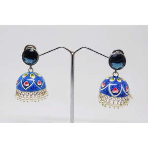 treanding handpainting <b>silver</b> look alike stone stud earings - Product Image 3