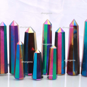 Ensemble de cristaux Aura arc-en-ciel en gros avec pointe de tour en quartz |   Collier en quartz ange et pierres chaton, et tube de cristal d'aura pour la guérison - Product Image 6