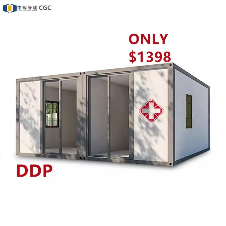 CGC düşük fiyat hastane kırmızı çapraz izolasyon koğuş yalıtım gömme ayrılabilir klinik konteyner demonte konteyner ev tekerlek