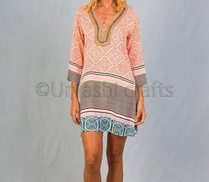 Tunique perlée de créateur pour femme, à manches longues, avec imprimé numérique, nouvelle collection - Product Image 1