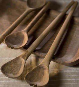 Wooden salad <b>servers</b> with a painted shaft. Length 29 cm. - Product Image 6