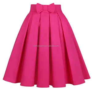 De algodón de Color sólido rosa oscuro rojo falda con lazo SS0012 Y2K Vintage Plus tamaño Falda Midi falda Jupe Femme