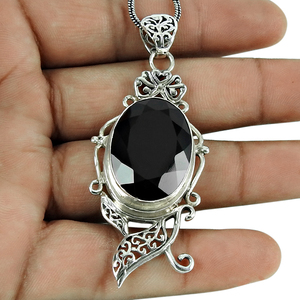 หินควอทซ์สโมคกี้ธรรมชาติ925เงินสเตอลิงดีไซน์โดดเด่นจี้หรูหราเครื่องประดับทำมือส่งตรงจากโรงงาน - Product Image 1