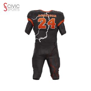 ชุดยูนิฟอร์มอเมริกันฟุตบอลสำหรับผู้ใหญ่แบบสั่งทำพิเศษ ระบายอากาศได้ดี ไซส์พลัส พร้อมดีไซน์ที่ปรับแต่งได้ และชุดเสื้อทีม - Product Image 3