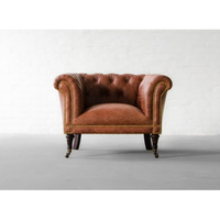 Canapé Chesterfield, style mid-century modern, gonflable, en cuir véritable |   Fauteuil Club Vintage pour Salon, Appartement, Villa |   Fait main