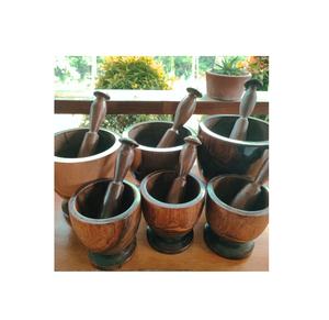 Ensemble de mortier et de pilon en bois rond avec base en bois purée d'épices à l'ail de petite taille pour l'emballage de boîte à sel - Product Image 6