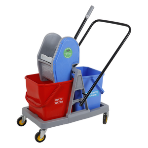 De plástico de 36L por limpiar la prensa doble cubo de fregona escurridor carro con cajones por KC verde - Product Image 2