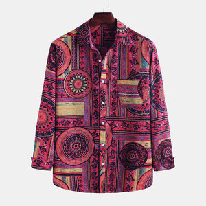 Chemise à motifs géométriques pour hommes Chemise à boutons pour les amateurs de mode Manches longues Facile à coiffer Chemise décontractée Haute qualité Mode quotidienne - Product Image 4