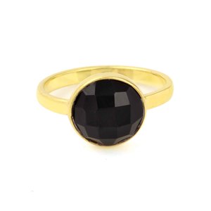 Anillo de Plata de Ley 925 hecho a mano con piedras preciosas Eternity Vermeil, fabricación personalizada, ónix negro Natural, joyería fina de 10mm para mujer - Product Image 2