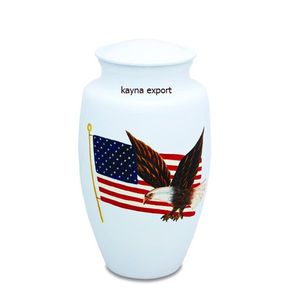 Urne funéraire métallique patriotique américaine Kayna Export KY-1056, drapeau des Vétérans, pour cendres humaines adultes, la plus vendue - Product Image 4