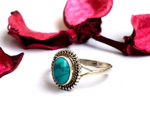 925 argent ovale pierre précieuse pierre de naissance bague turquoise bague de promesse pour les femmes disponible en taille 5,,6,7,8,9 - Product Image 4