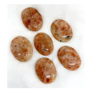 Orange Color European Feature Agate Sunstone Worry Stones from Renowned Supplier