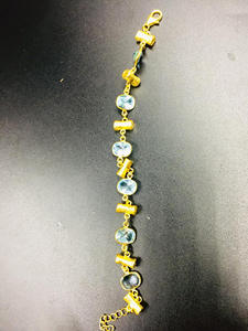 Elegant <b>Sterling</b> <b>Silver</b> 925 Gold Plated Blue Topaz Wholesale Supplier Woman Adjustable Customizable Trendy Minimal <b>Bracelets</b> - Product Image 2