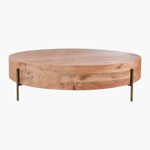 Table basse d'intérieur moderne en bois massif, ronde, pour salon, vente en gros, haute qualité - Product Image 1