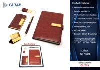 Cuaderno de Cuero de Lujo con Bolígrafo, Llavero y Tarjetero, Set de Regalo Corporativo para Clientes, con Logotipo Personalizado