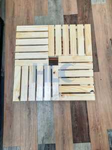 Customized high quality natural wood color size 350 x 350 x 450 mm wooden <b>foldable</b> square <b>table</b> lamp pine wood made - Product Image 3