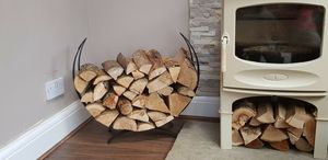 Handmade Black Metal Fireplace <b>Log</b> Holder Durable Powder Coated Design Perfect <b>for</b> Outdoor <b>Firewood</b> Storage Garden Use - Product Image 3