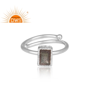 Bague pour femme, anneau en argent Sterling 925 fait main, coupe rectangulaire, pierres précieuses Labradorite, offre spéciale de bijoux - Product Image 2