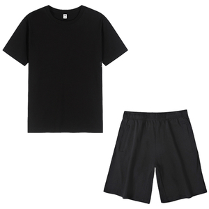 Conjunto de camiseta y pantalones cortos de algodón para hombre, conjunto de 2 piezas con Logo personalizado, de alta calidad, para verano - Product Image 4