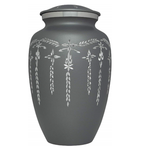 Black Engraved <b>Aluminum</b> American Style Cremation Urn Garland Design Adult Human Ashes Memorial Funeral Metal Ashes <b>Container</b> - Product Image 1