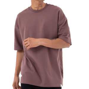Camiseta básica 100% de algodón orgánico para hombre, camiseta de manga corta con cuello redondo de color ciruela, de gran tamaño, nueva tendencia, 2022 - Product Image 1