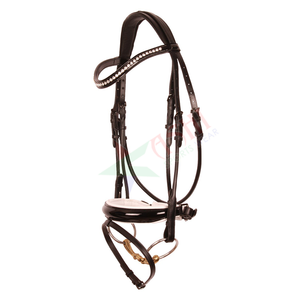 Meilleure vente de bride de course de chevaux en cuir de luxe bride de cheval équestre en cuir véritable aux prix de gros - Product Image 1