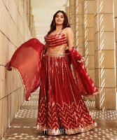 Lahenga Choli Coloré Designer Indien Net Velours Taffetas Tissus De Soie Lehenga Choli Dupatta Blouse Semi Cousu En Gros Ethnique