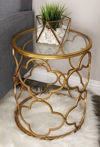 Table basse ronde dernier modèle avec dessus en verre et pieds en métal, parfaite pour la décoration intérieure élégante et les meubles de salon. - Product Image 2