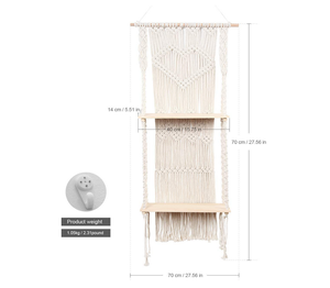 Hecho a mano colgando de la pared estante de pared de Macrame colgante - Product Image 2