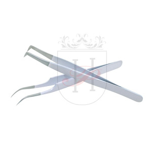 Pinzas de extensión de pestañas, par de pinzas de extensión de pestañas de satén y blanco, herramientas de maquillaje - Product Image 1