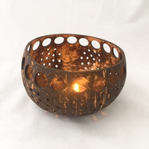 เชิงเทียนกะลามะพร้าวโคมไฟดีไซน์แฟนซีสำหรับตกแต่งบ้านงานฝีมือจากเวียดนาม - Product Image 2