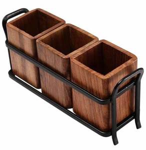 Porte-cuillère en bois d'acacia, pour serviette de cuisine, couteau de comptoir, fourchette, porte-ustensiles de cuisine en bois d'acacia pour la belle couleur - Product Image 4