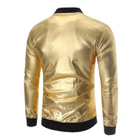 Hommes or métallisé Varsity vestes manteaux Hombre 2025 discothèque fête scène Baseball veste mâle étain homme Costume