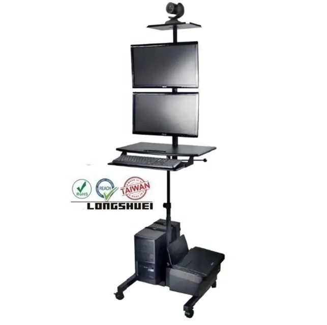 Pemegang AV Profesional Menggunakan Di Ruang Konferensi Mount Pada Monitor Vertikal Vesa 50X50 75X75 100X100 Pc Keranjang dengan Keyboard Laci