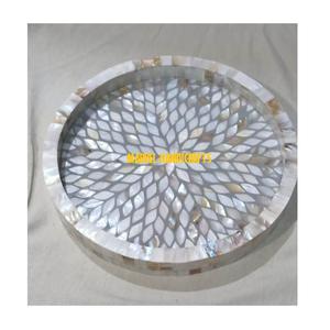 OFFRE SPÉCIALE MÈRE DE PERLE ARTISANAT BOIS ARTISANAT PLATEAU de service POUR L'AÏD DÉCOR HOME DECOR CADEAU BAC de CUISINE ARABE RAMADAN PLATEAUX - Product Image 1