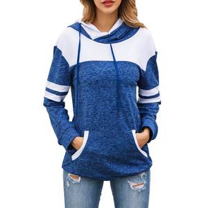 Long Sleeve Kangaroo Pocket Drawstring Hooded Sweatshirt For Women Cowl Neck <b>Pullover</b> <b>Jumper</b> Hoodie - Product Image 1