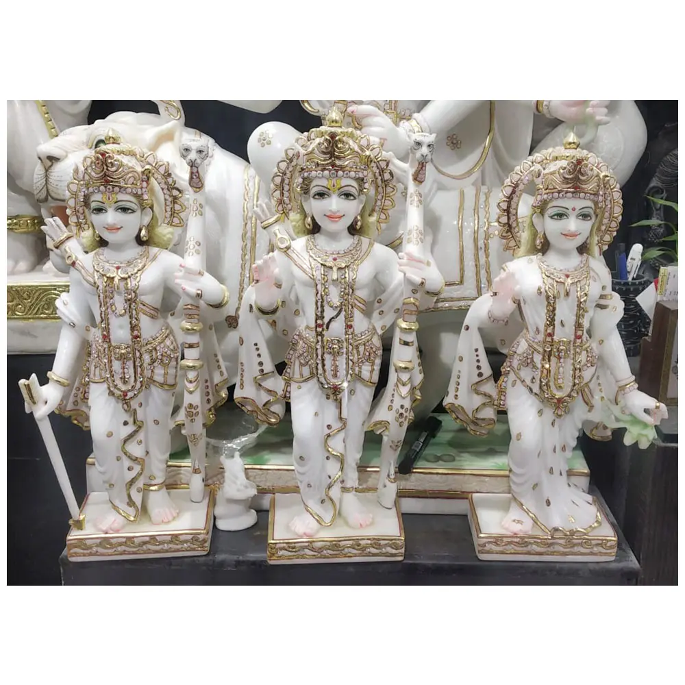 Puro branco mármore indiano deus ram darbar estátua
