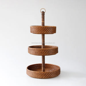 Juego de cesta de bandeja de ratán tejida a mano de Vietnam de 3 vajilla elegante y decorativa para servir - Product Image 2