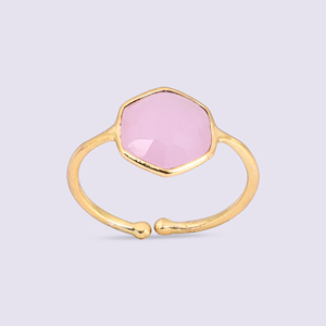Bague en pierre précieuse calcédoine rose Bague en argent sterling 925 plaqué or pour femme. Grossiste Fabrication PAR Casa De Plata - Product Image 5