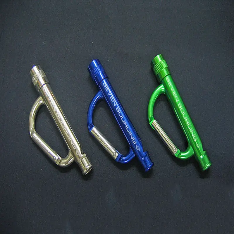 Flashlight Torch Lamp Custom Laser Logo Aluminum Whistle Carabiner