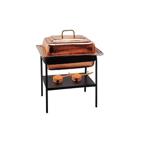 Plat à chafing en cuivre martelé avec support en fer, qualité exclusive, articles de restauration, plat de service pour buffet alimentaire par Home Arts - Product Image 1