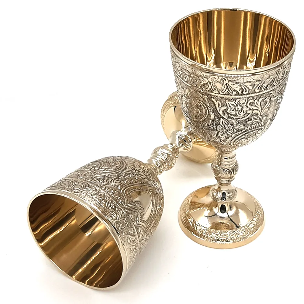 גביע מלכותי של המלך פליז בעבודת יד בציר 6 אינץ' גביע זכוכית כוס יין
