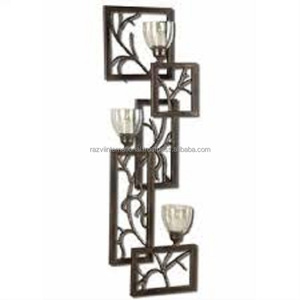 Candelabro de Pared de Metal Hecho a Mano, Diseño de Hojas Negras para Decoración del Hogar, Ocasiones de Pascua, Material de Hierro, Empaquetado en Caja - Product Image 2